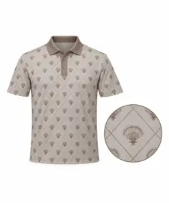 Turkey Fan Trellis Stone Taupe Polo Shirt - Front view