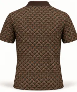 Turkey Fan Weave Bark Copper Polo Shirt - Back view