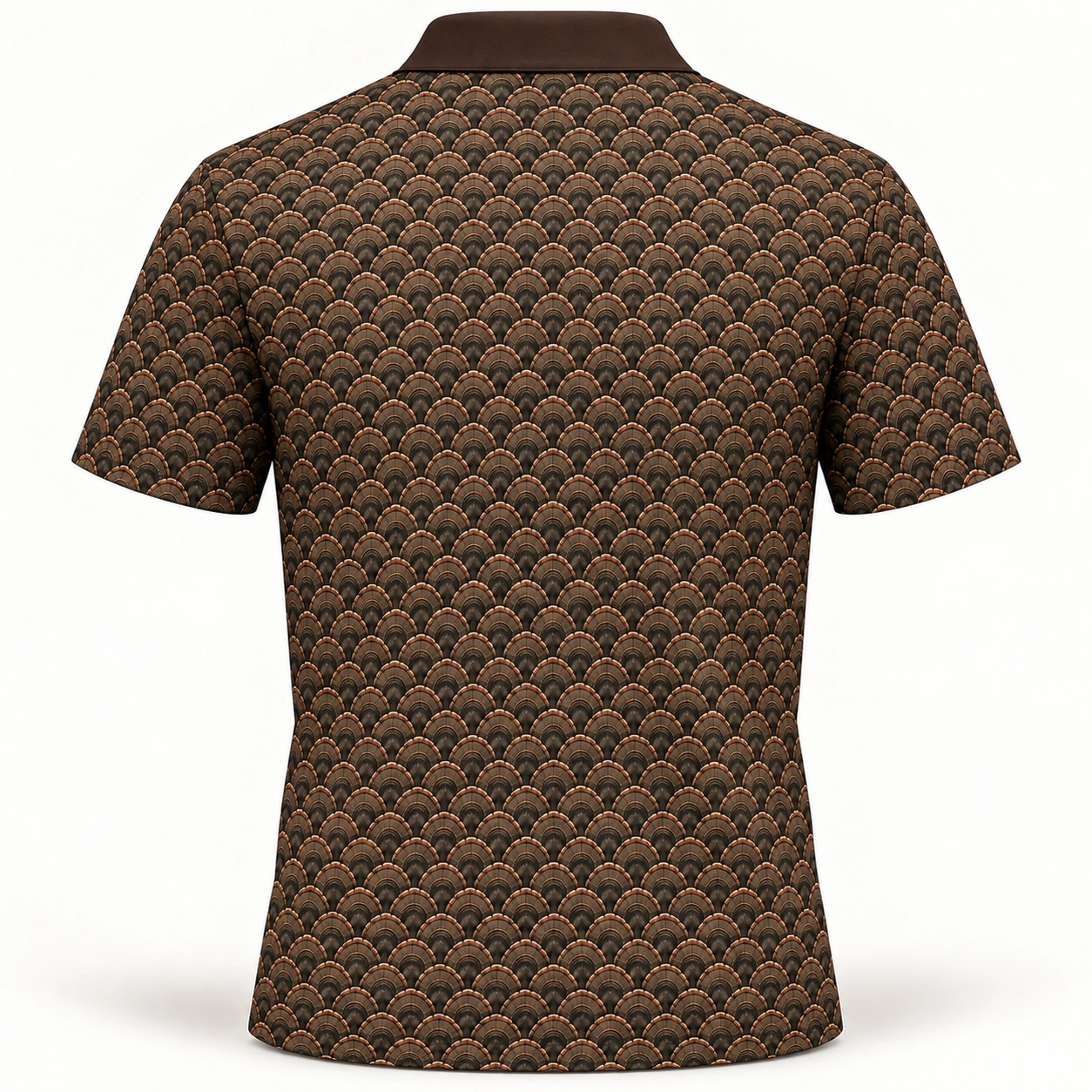 Turkey Fan Weave Bark Copper Polo Shirt - Back view