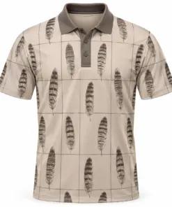 Turkey Feather Fine Window Oat Graphite Polo Shirt - Front view