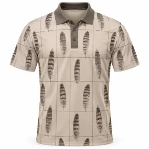 Turkey Feather Fine Window Oat Graphite Polo Shirt
