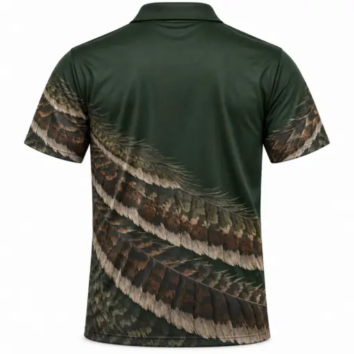 Turkey Feather Quiet Diagonal Forest Ash Polo Shirt - Back view