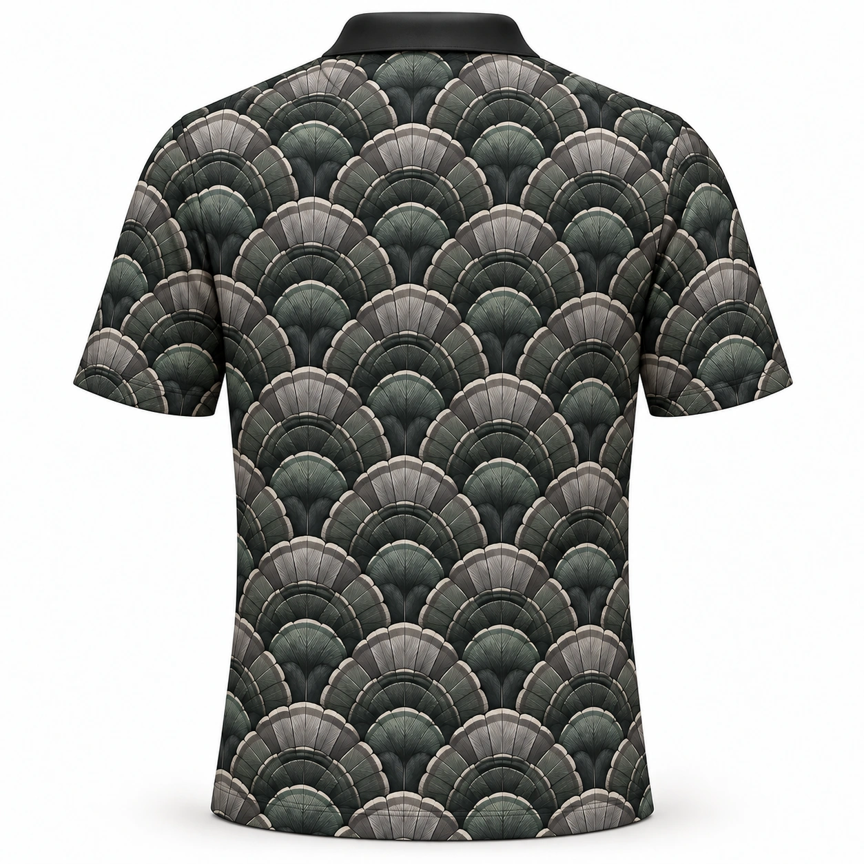 Turkey Grand Fan Canopy Charcoal Moss Polo Shirt - Back view
