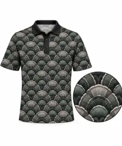 Turkey Grand Fan Canopy Charcoal Moss Polo Shirt - Front view