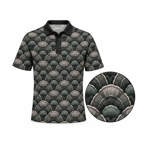 Turkey Grand Fan Canopy Charcoal Moss Polo Shirt - Front view