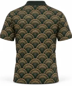 Turkey Grand Fan Mosaic Forest Bronze Polo Shirt - Back view
