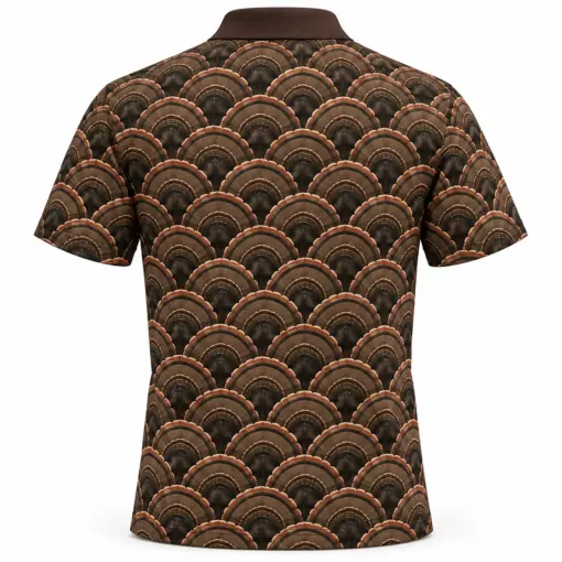 Turkey Grand Fan Weave Bark Copper Polo Shirt - Back view
