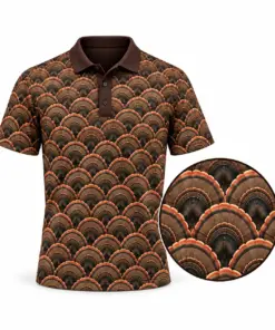 Turkey Grand Fan Weave Bark Copper Polo Shirt - Front view