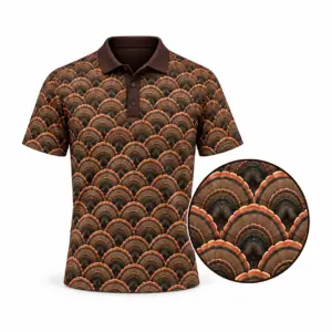 Turkey Grand Fan Weave Bark Copper Polo Shirt