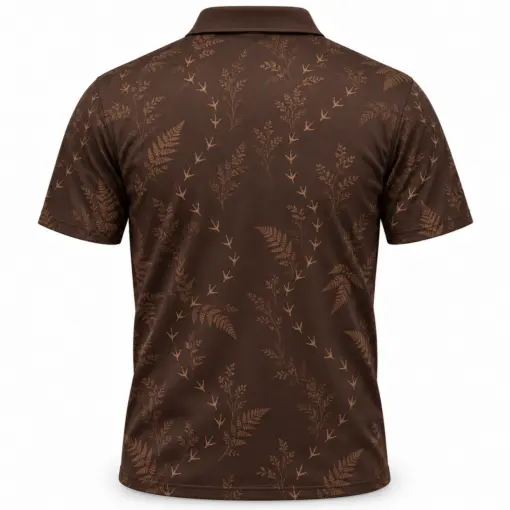 Turkey Track Fern Drift Espresso Stone Polo Shirt - Back view