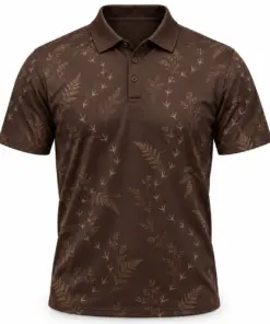 Turkey Track Fern Drift Espresso Stone Polo Shirt - Front view