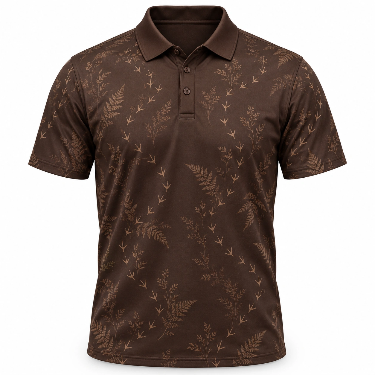 Turkey Track Fern Drift Espresso Stone Polo Shirt - Front view