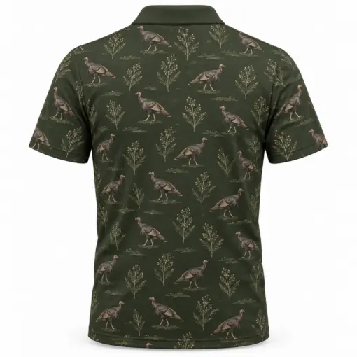 Turkey Walking Seed Ledger Moss Stone Polo Shirt - Back view