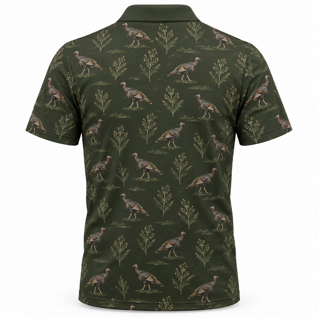 Turkey Walking Seed Ledger Moss Stone Polo Shirt - Back view