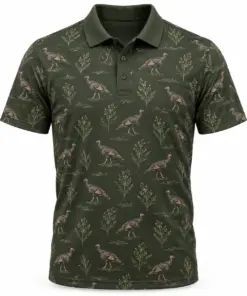 Turkey Walking Seed Ledger Moss Stone Polo Shirt - Front view