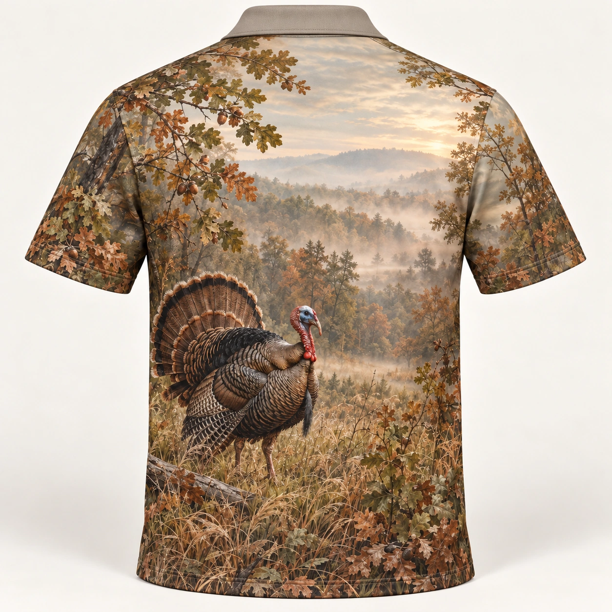 Turkey Woodland Morning Polo Shirt - Back view