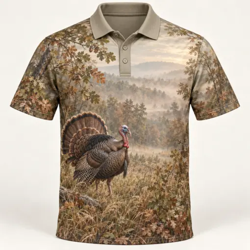 Turkey Woodland Morning Polo Shirt - Front view