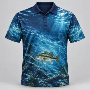 Underwater Bass Blue Current Polo Shirt