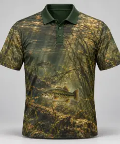 Underwater Bass Bronze Lake Polo Shirt - Front view
