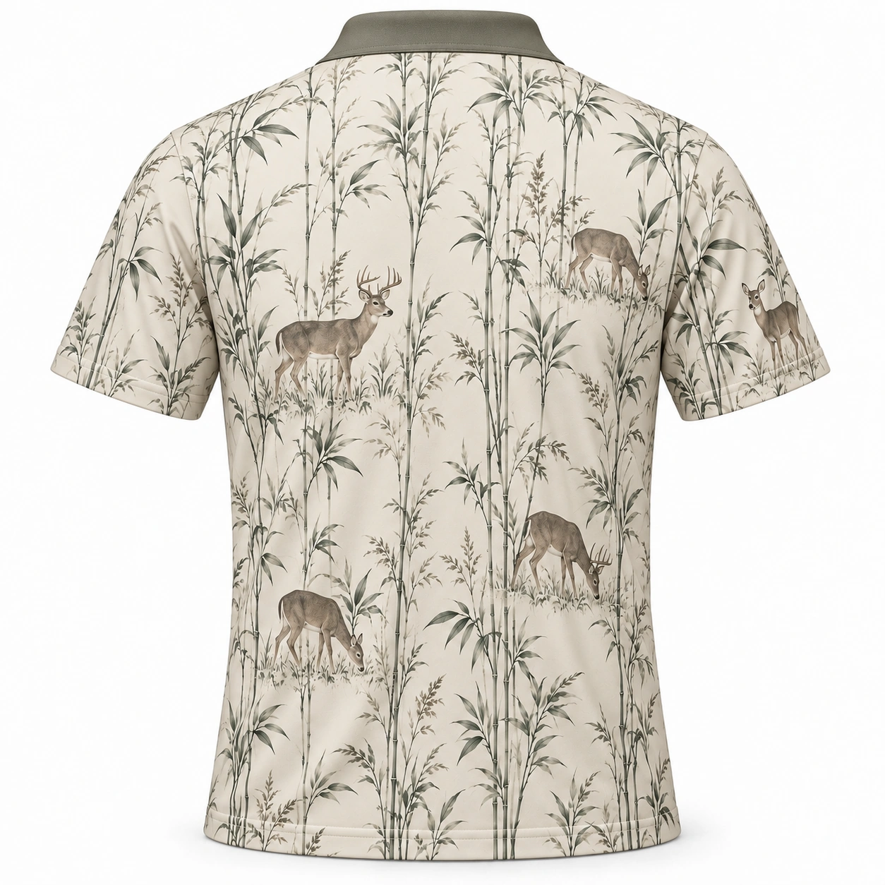 Whitetail Bamboo Etching Pearl Moss Polo Shirt - Back view