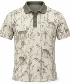 Whitetail Bamboo Etching Pearl Moss Polo Shirt - Front view