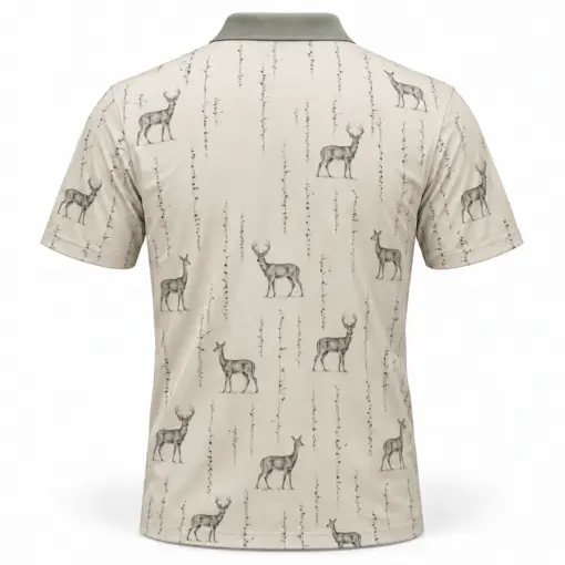 Whitetail Birch Contour Stone Sage Polo Shirt - Back view