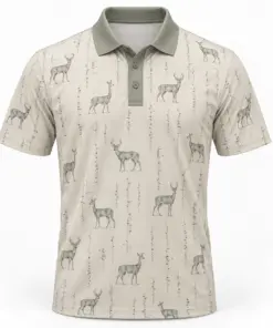 Whitetail Birch Contour Stone Sage Polo Shirt - Front view