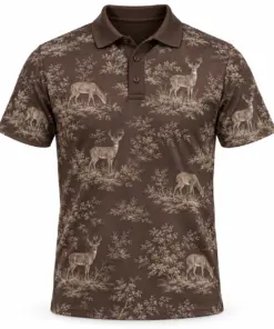 Whitetail Bramble Toile Espresso Sand Polo Shirt - Front view