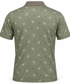 Whitetail Clover Pin Dot Sage Taupe Polo Shirt - Back view