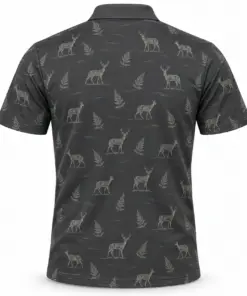 Whitetail Fern Ledger Graphite Sage Polo Shirt - Back view