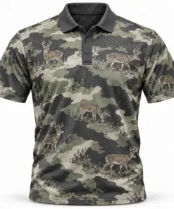 Whitetail Hexwood Charcoal Sage Polo Shirt - Front view