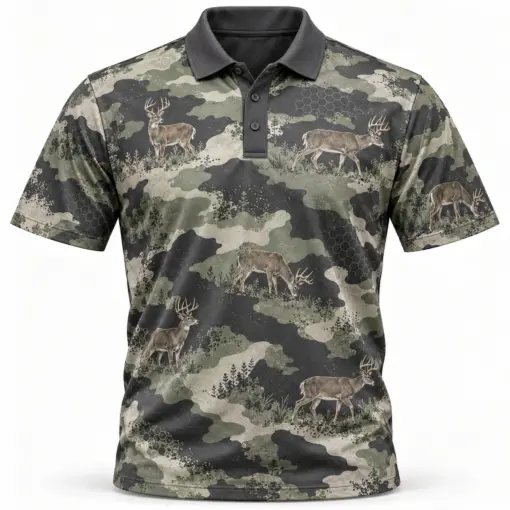 Whitetail Hexwood Charcoal Sage Polo Shirt - Front view
