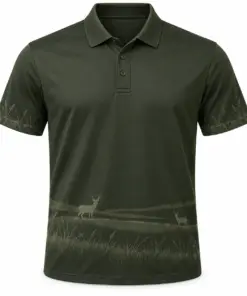 Whitetail Quiet Horizon Moss Smoke Polo Shirt - Front view