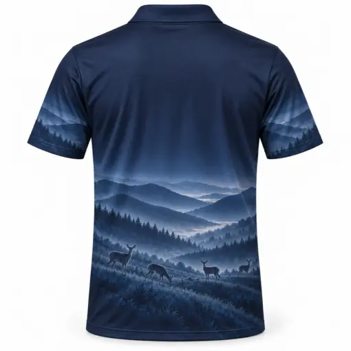 Whitetail Valley Arcs Midnight Blue Polo Shirt - Back view