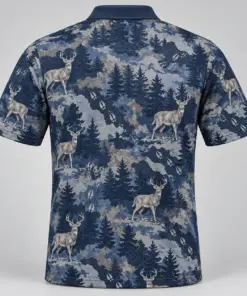 Whitetail Woodland Night Timber Polo Shirt - Back view
