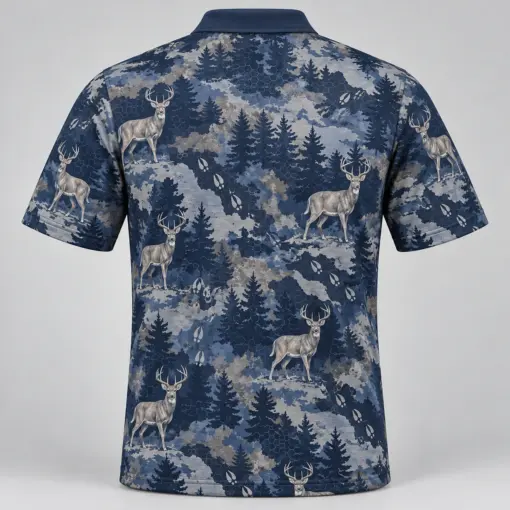 Whitetail Woodland Night Timber Polo Shirt - Back view