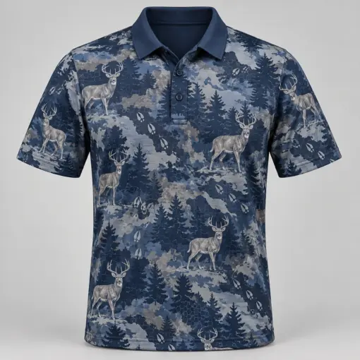 Whitetail Woodland Night Timber Polo Shirt - Front view