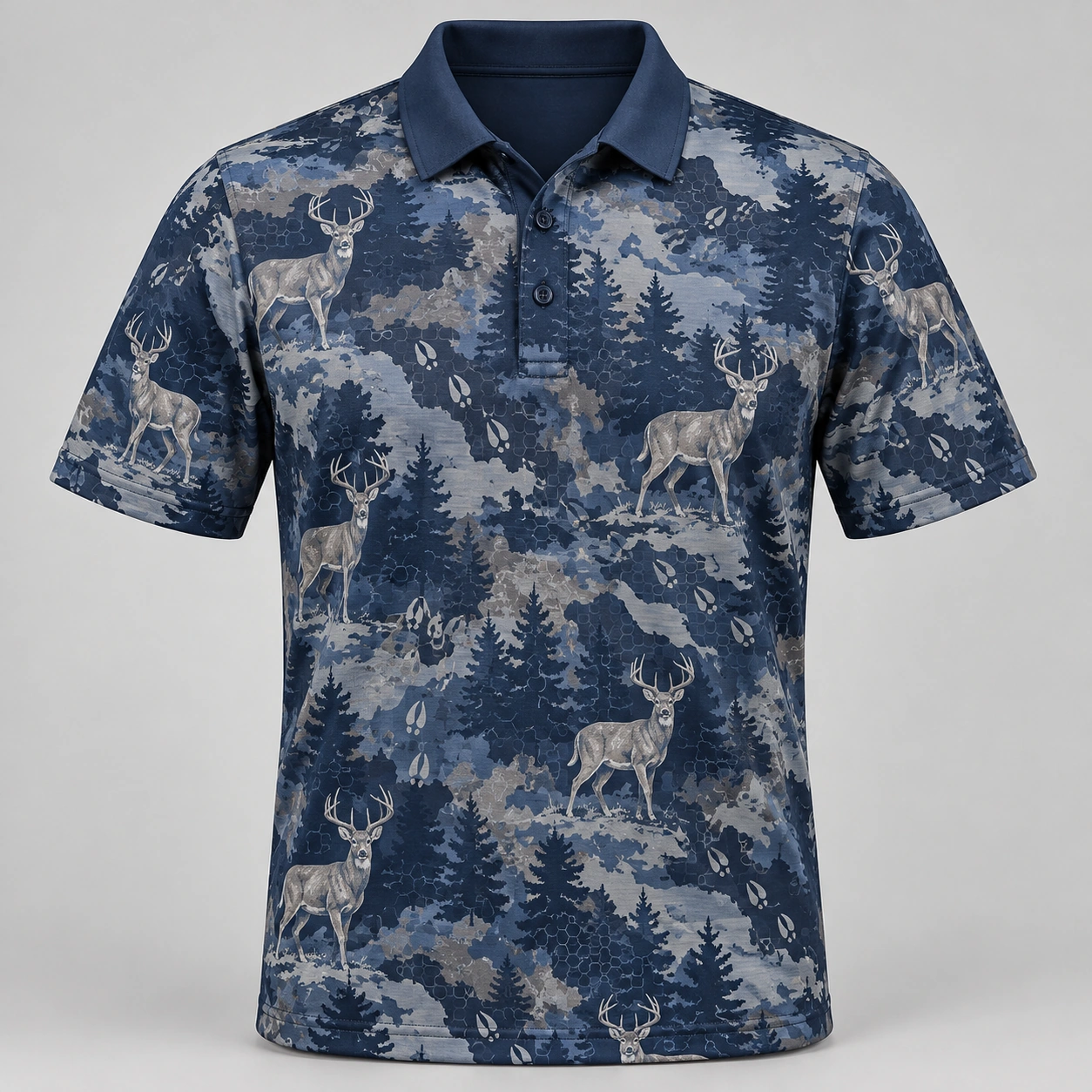 Whitetail Woodland Night Timber Polo Shirt - Front view