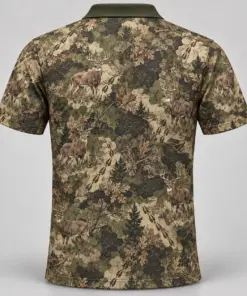 Whitetail Woodland Olive Tracks Polo Shirt - Back view