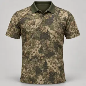 Whitetail Woodland Olive Tracks Polo Shirt