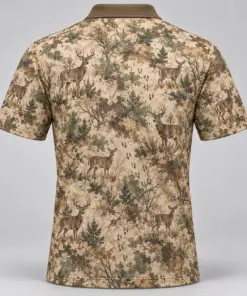 Whitetail Woodland Sand Brush Polo Shirt - Back view