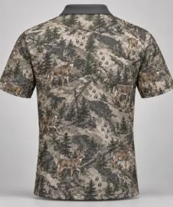 Whitetail Woodland Stone Forest Polo Shirt - Back view