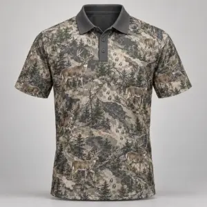 Whitetail Woodland Stone Forest Polo Shirt
