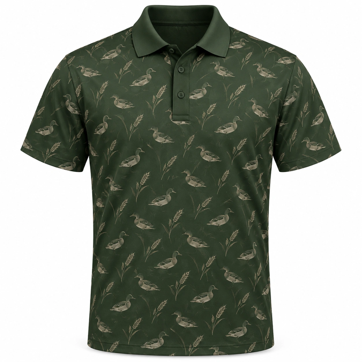 Wigeon Grass Medley Moss Sand Polo Shirt - Front view