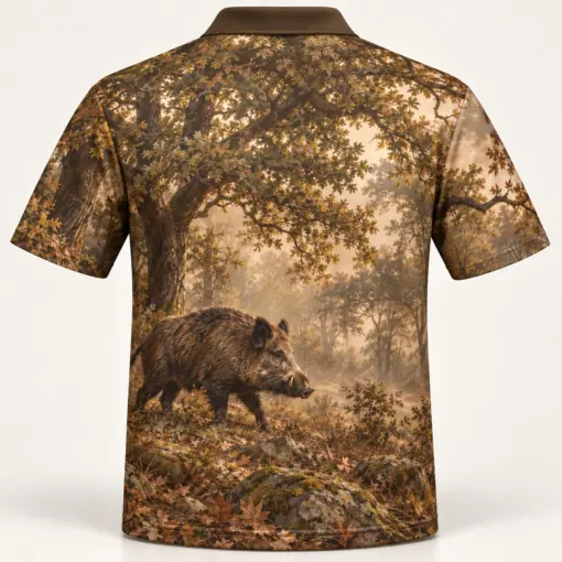 Wild Boar Oakwood Umber Polo Shirt - Back view