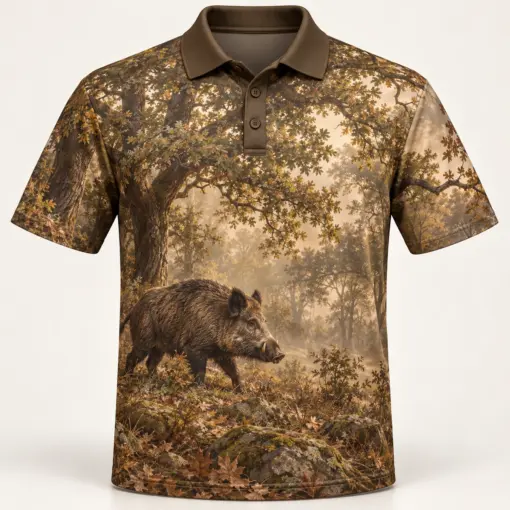 Wild Boar Oakwood Umber Polo Shirt - Front view
