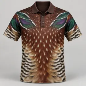 Wood Duck Feathers Chestnut Emerald Polo Shirt