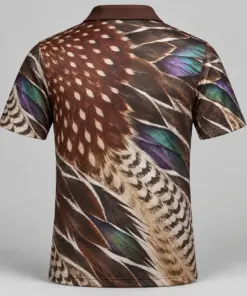 Wood Duck Feathers Espresso Pearl Polo Shirt - Back view
