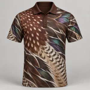 Wood Duck Feathers Espresso Pearl Polo Shirt